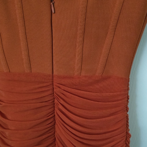 Chic Orange Ruched Mini Dress - Picture 11 of 11